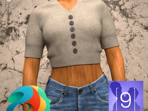 Вязаный топ Faye для Genesis 9 3D Модель