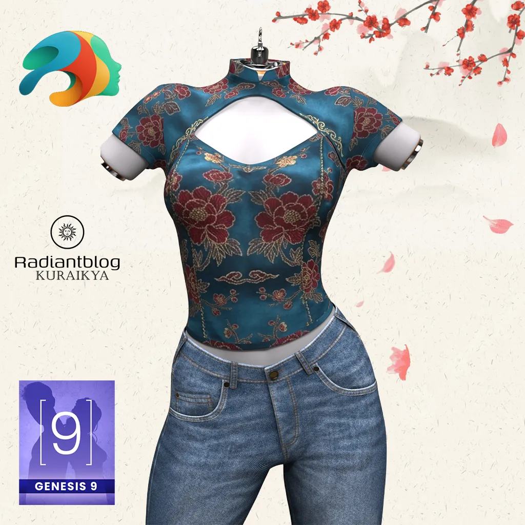 Mao Collar Top for Genesis 9 3D Model .c4d .max .obj .3ds .fbx .stl .blend