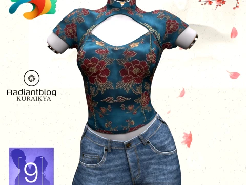 Mao Collar Top for Genesis 9 3D Model