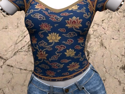 Mao Collar Top for Genesis 9 3D Model