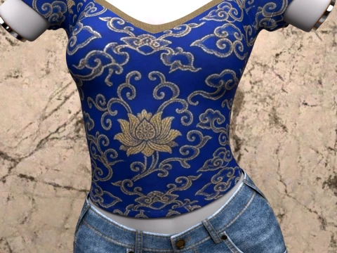 Mao Collar Top for Genesis 9 3D Model