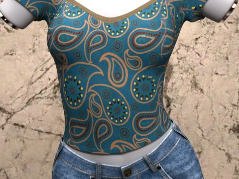 Mao Collar Top for Genesis 9 3D Model