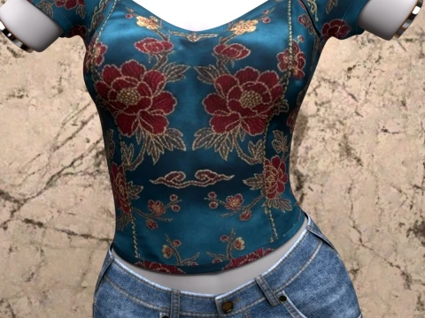 Mao Collar Top for Genesis 9 3D Model