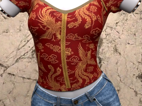 Mao Collar Top for Genesis 9 3D Model