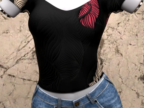 Mao Collar Top for Genesis 9 3D Model