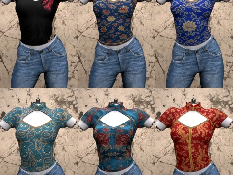 Mao Collar Top for Genesis 9 3D Model