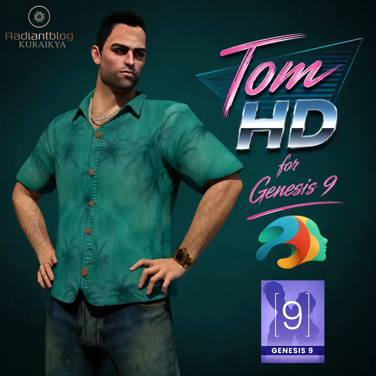 Tom HD for Genesis 9 3D Model .c4d .max .obj .3ds .fbx .stl .blend 