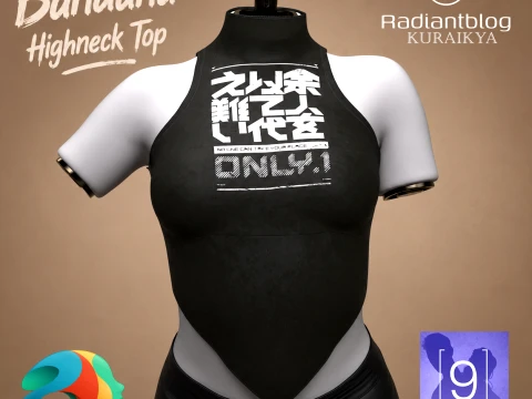 Bandana Highneck Top for Genesis 9 3D Model