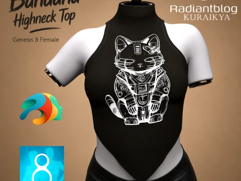 Bandana Highneck Top for Genesis 8 Female and Genesis 81 Female 3D Model