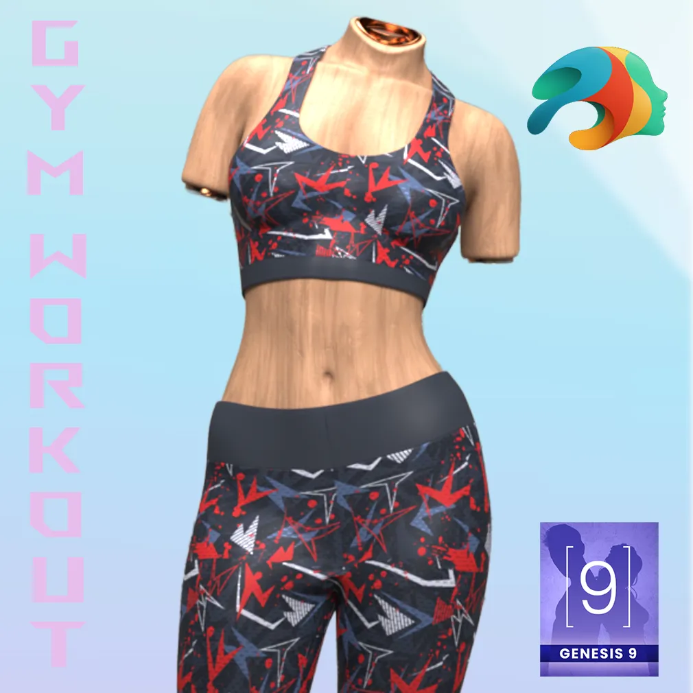 Gym Workout Outfit for Genesis 9 3D Model .c4d .max .obj .3ds .fbx .stl .blend 