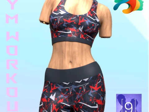 Gym Workout Outfit for Genesis 9 3D Model