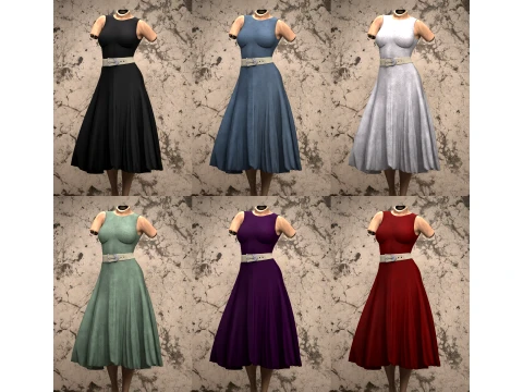 Midi Dress for Genesis 8 Female 3D Model
