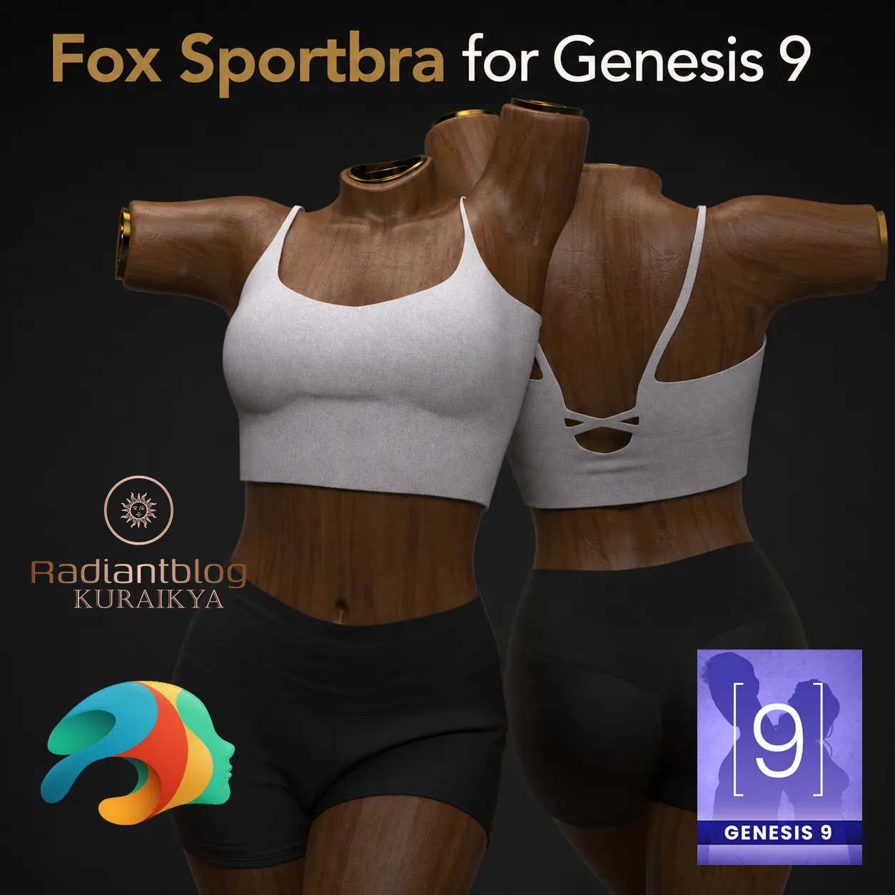 Fox Sportbra for Genesis 9 3D Model .c4d .max .obj .3ds .fbx .stl .blend