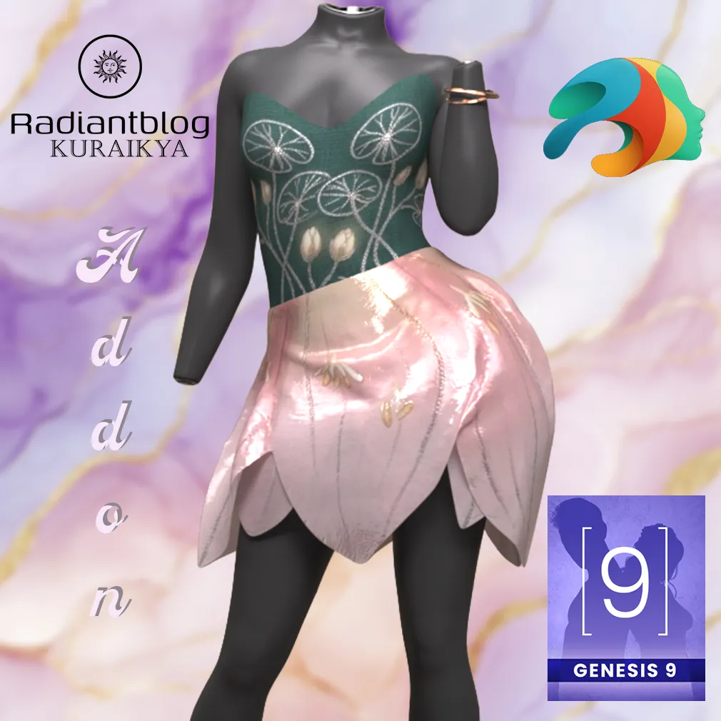 Lilylight Dress Outfit for Genesis 9 3D Model .c4d .max .obj .3ds .fbx .stl .blend 