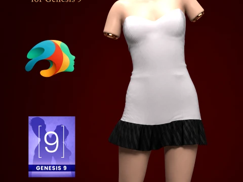 Mini Tube Dress for Genesis 9 3D Model