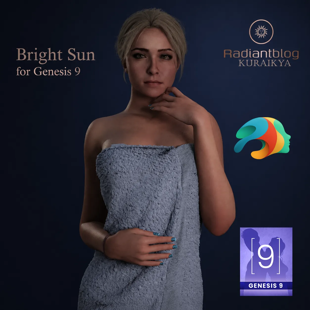 Bright Sun for Genesis 9 Female 3D Model .c4d .max .obj .3ds .fbx .stl .blend 