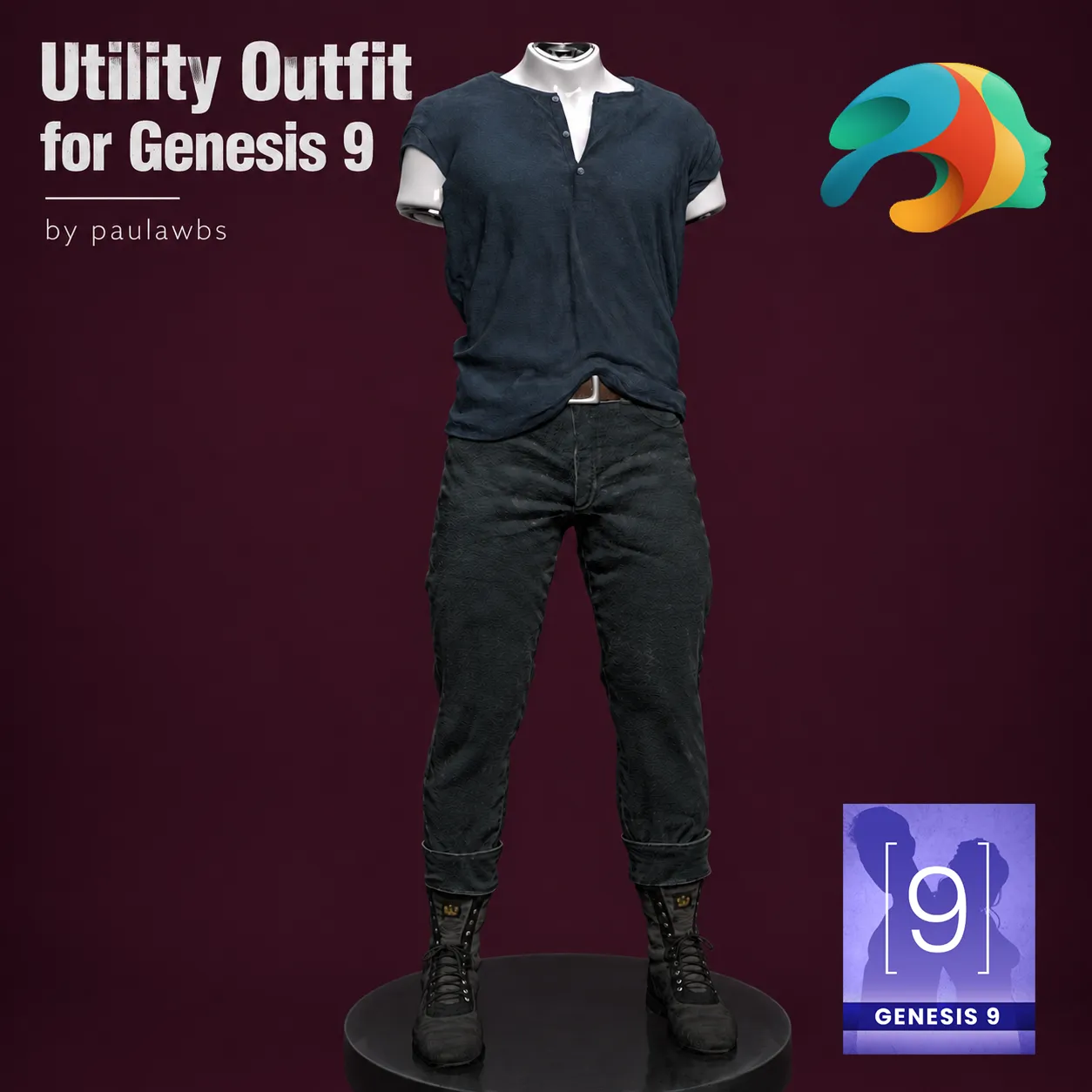 Utility Outfit for Genesis 9 3D Model .c4d .max .obj .3ds .fbx .stl .blend