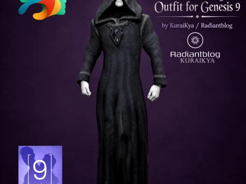 Grim Reaper Outfit for Genesis 9 3D Model