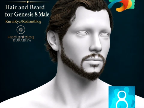 Romeo Hair and Beard for Genesis 8 3D Model