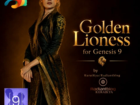 Golden Lioness for Genesis 9 Modèle 3D