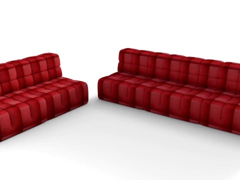 Red Leather Sofa Set 3D FREEBIE 3D Model