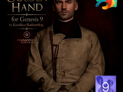 Golden Hand for Genesis 9 3D Model