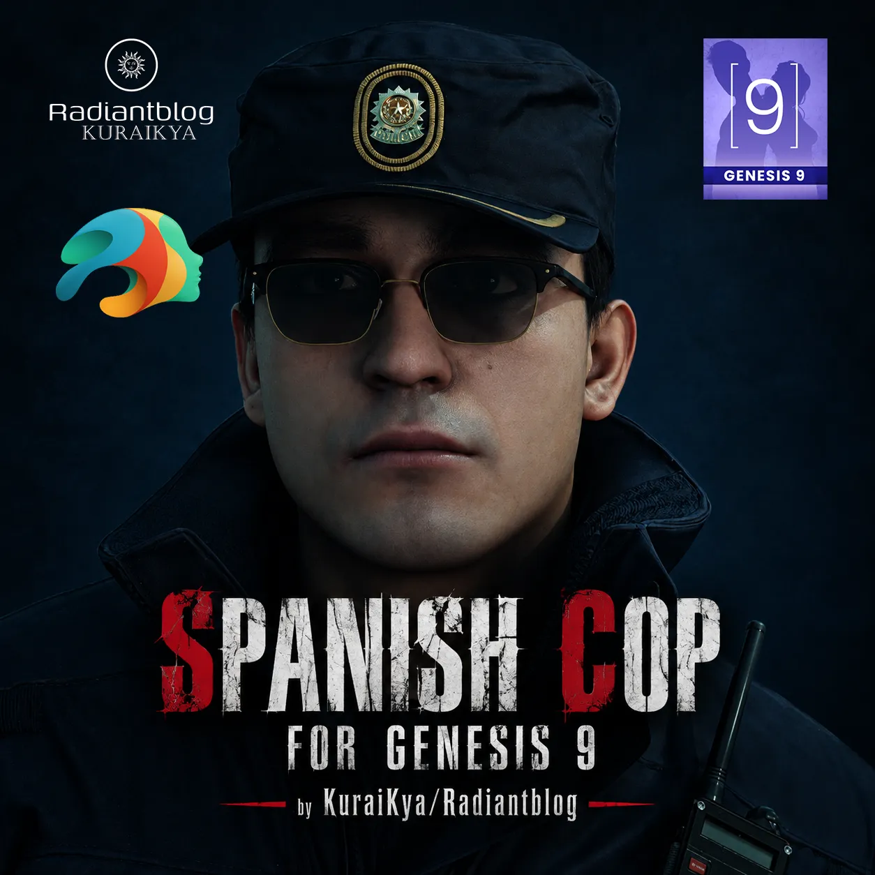 Spanish Cop for Genesis 9 3D Model .c4d .max .obj .3ds .fbx .stl .blend 