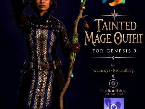 Tainted Mage Outfit for Genesis 9 3D Model