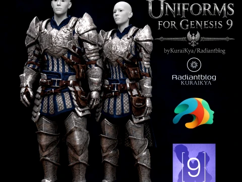 Tarnished Armor Sets for Genesis 9 3D Model