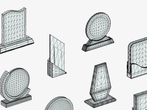 17 Winner Award Trophy Shield Pack - Low Poly Reward Set 3D Model