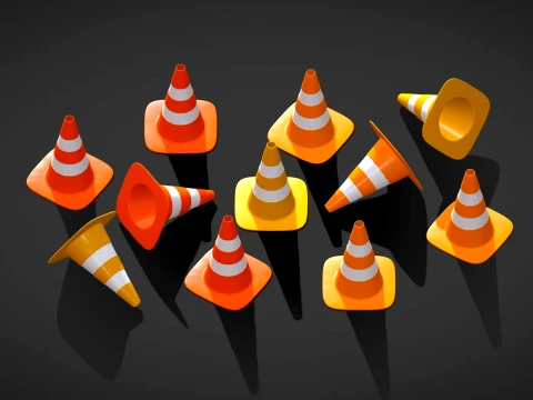 Stylized Traffic Cones Variants - Low Poly Pack 3D मॉडल