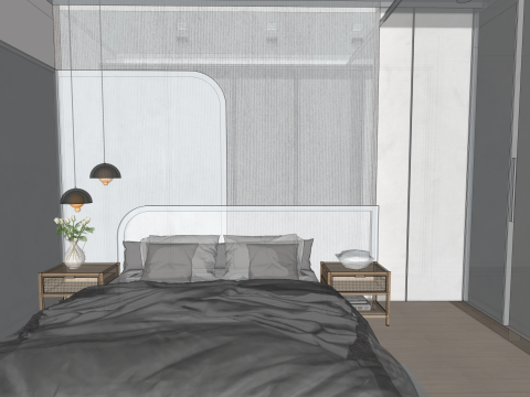 Desain Interior Kamar Tidur Modern Model 3D