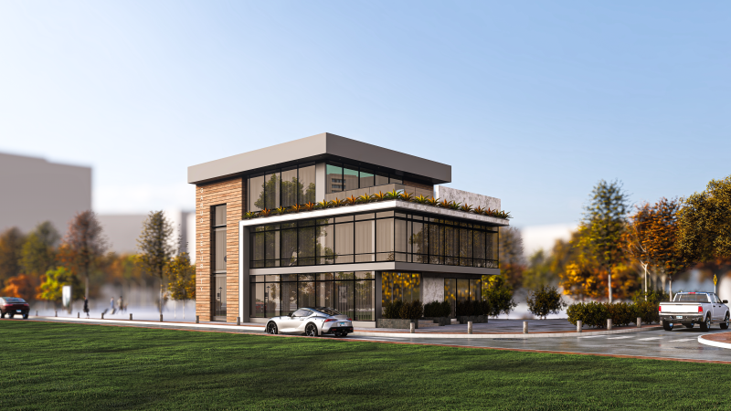 Modern corporate office Building 3D 模型 .c4d .max .obj .3ds .fbx .stl .blend 