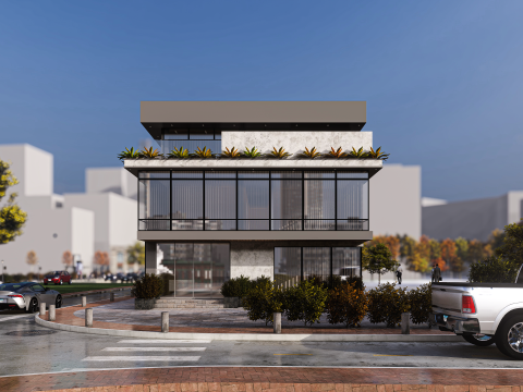 Modern corporate office Building 3D 模型