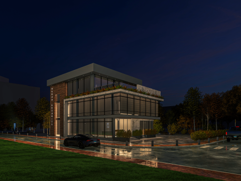 Modern corporate office Building 3D 模型