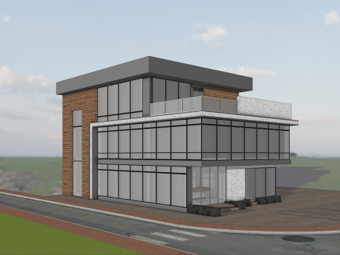 Modern corporate office Building 3D 模型