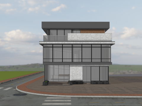 Modern corporate office Building 3D 模型