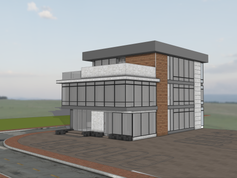 Modern corporate office Building 3D 模型