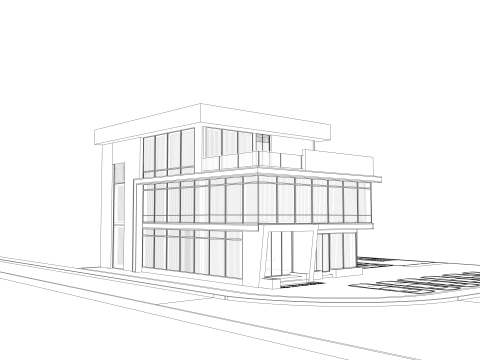 Modern corporate office Building 3D 模型