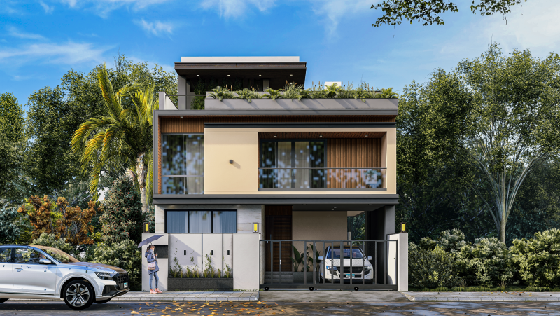 Modern Residence Exterior 3D Model .c4d .max .obj .3ds .fbx .stl .blend 