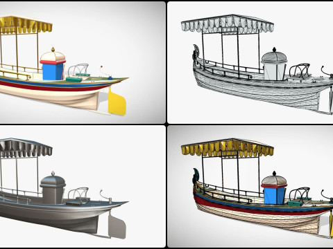 Daimler Marie Motor Boat - Museum Show Piece - Vintage Water Vehicle Low Poly 3D Model