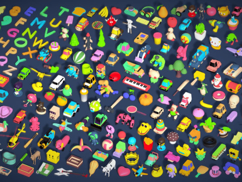 Toy Pack - Low Poly 236 Toys Objects - Toy Mega Pack - Match Game Kit - Big Pack Modelo 3D