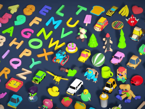 Toy Pack - Low Poly 236 Toys Objects - Toy Mega Pack - Match Game Kit - Big Pack 3D Model