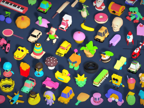 Toy Pack - Low Poly 236 Toys Objects - Toy Mega Pack - Match Game Kit - Big Pack 3D Model