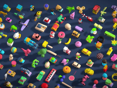 Toy Pack - Low Poly 236 Toys Objects - Toy Mega Pack - Match Game Kit - Big Pack 3D Model