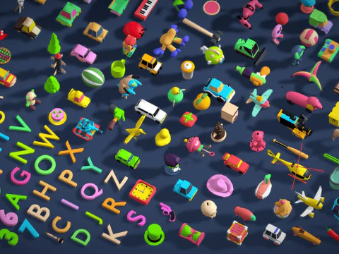 Toy Pack - Low Poly 236 Toys Objects - Toy Mega Pack - Match Game Kit - Big Pack 3D Model