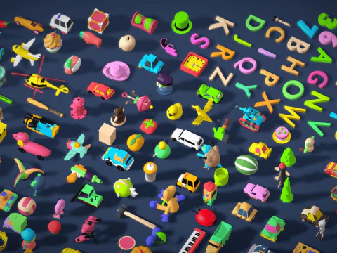 Toy Pack - Low Poly 236 Toys Objects - Toy Mega Pack - Match Game Kit - Big Pack 3D Model