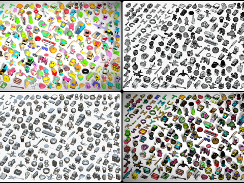 Toy Pack - Low Poly 236 Toys Objects - Toy Mega Pack - Match Game Kit - Big Pack 3D Modell