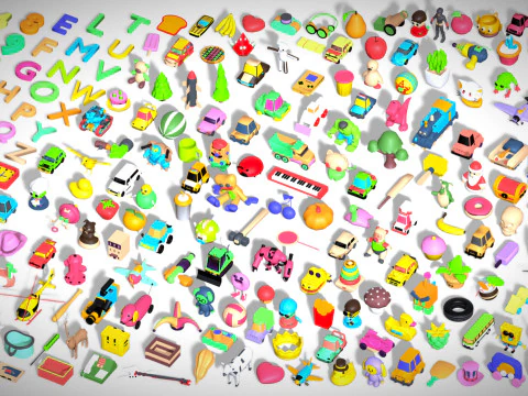 Toy Pack - Low Poly 236 Toys Objects - Toy Mega Pack - Match Game Kit - Big Pack 3D Model