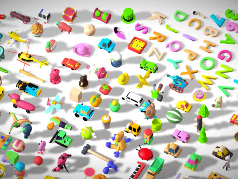 Toy Pack - Low Poly 236 Toys Objects - Toy Mega Pack - Match Game Kit - Big Pack 3D Model